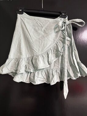 Women's Light Mint Wrap Ruffle Skirt
